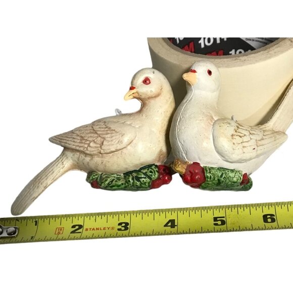 Dove Birds Christmas Tree Ornament Holly Accents Hard Plastic - Picture 10 of 12